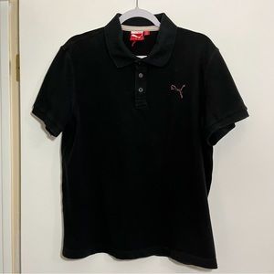 PUMA Polo Black Short Sleeve Size Large 3 Button Shirt